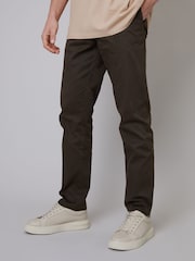 Threadbare Dark Brown Regular Fit Chino Trousers with Stretch - Image 1 of 4
