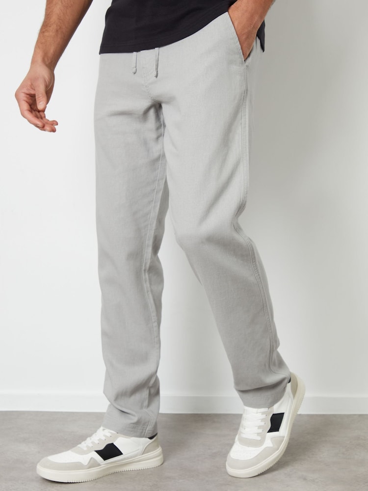 Threadbare Light Grey Linen Blend Trousers - Image 1 of 4