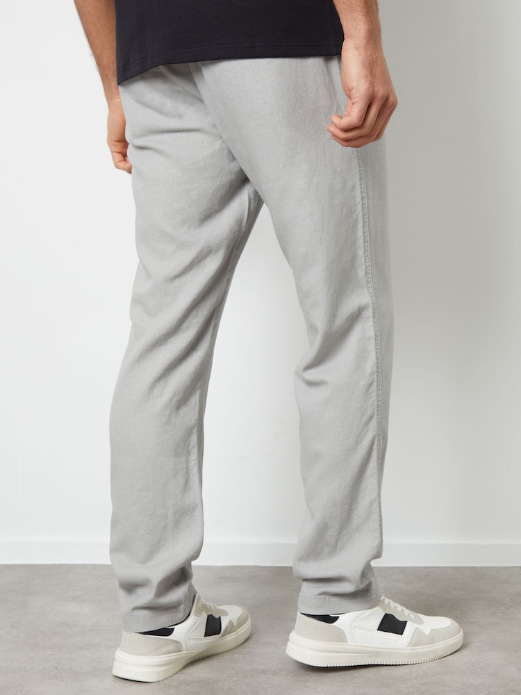 Threadbare Light Grey Linen Blend Trousers - Image 2 of 4