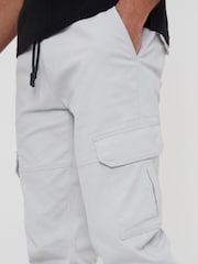 Threadbare Grey Chrome Cotton Jogger Style Cargo Trousers With Stretch - Image 4 of 4