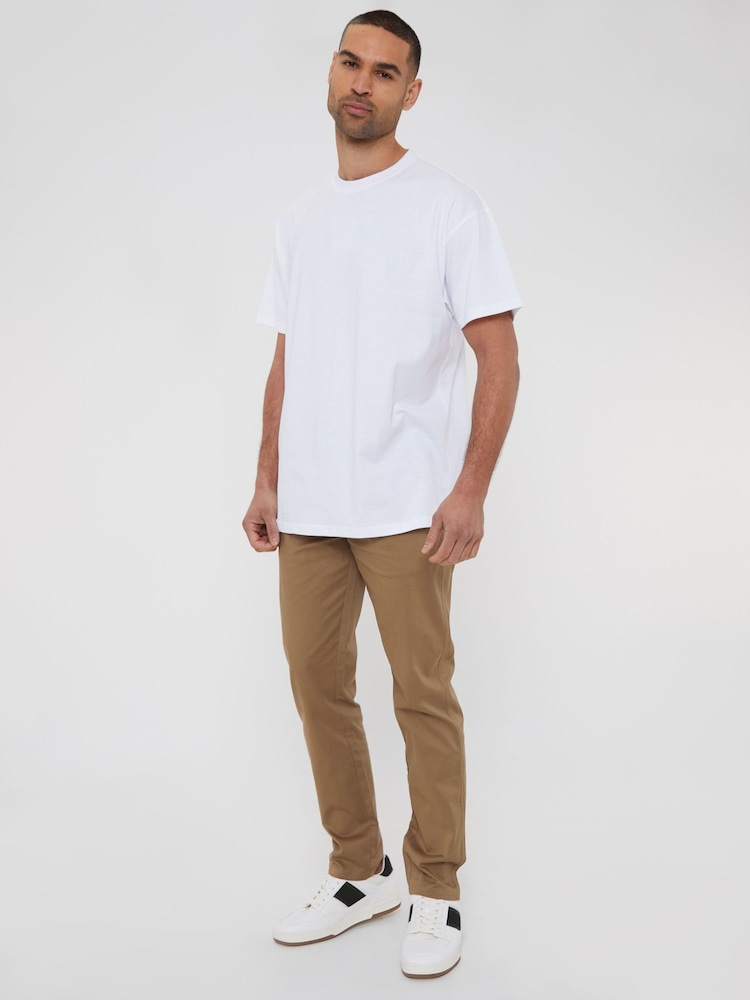 Grej închis - Pantaloni chino cu croi standard Threadbare cu stretch - Image 3 of 4