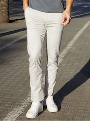 Threadbare Light Grey Regular Fit Chino Trousers with Stretch - Image 1 of 5
