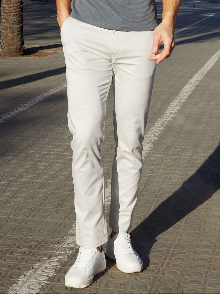 Threadbare Light Grey Regular Fit Chino Trousers with Stretch - Image 1 of 5