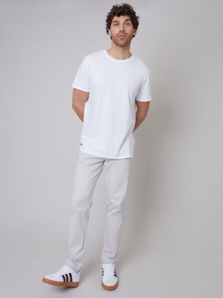 Threadbare Light Grey Regular Fit Chino Trousers with Stretch - Image 5 of 5