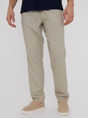Threadbare Light Stone Linen Blend Drawcord Trousers - Image 1 of 4