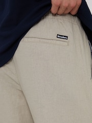 Threadbare Light Stone Linen Blend Drawcord Trousers - Image 4 of 4