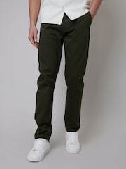 Threadbare Khaki Regular Fit Chino Trousers with Stretch - Image 1 of 4