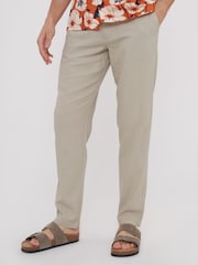 Threadbare Ecru Linen Blend Trousers - Image 1 of 5