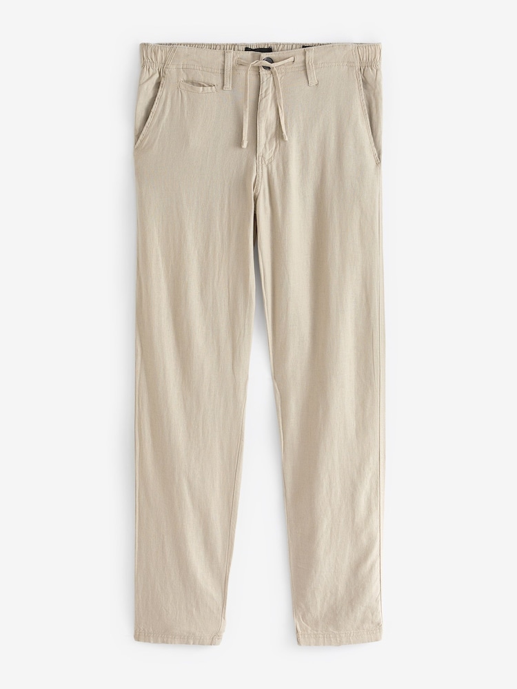 Threadbare Ecru Linen Blend Trousers - Image 5 of 5