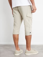 Threadbare Light stone Linen Blend 3/4 Length Cargo Trousers - Image 2 of 4