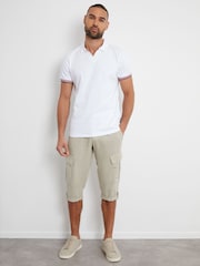 Threadbare Light stone Linen Blend 3/4 Length Cargo Trousers - Image 3 of 4
