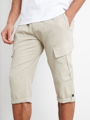Threadbare Light stone Linen Blend 3/4 Length Cargo Trousers - Image 4 of 4