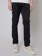 Threadbare Black Cotton Slim Fit 5 Pocket Chino Trousers With Stretch - Image 1 of 4