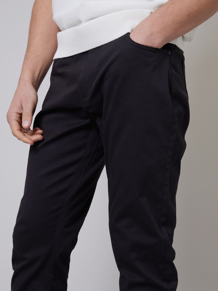 Threadbare Black Cotton Slim Fit 5 Pocket Chino Trousers With Stretch - Image 4 of 4