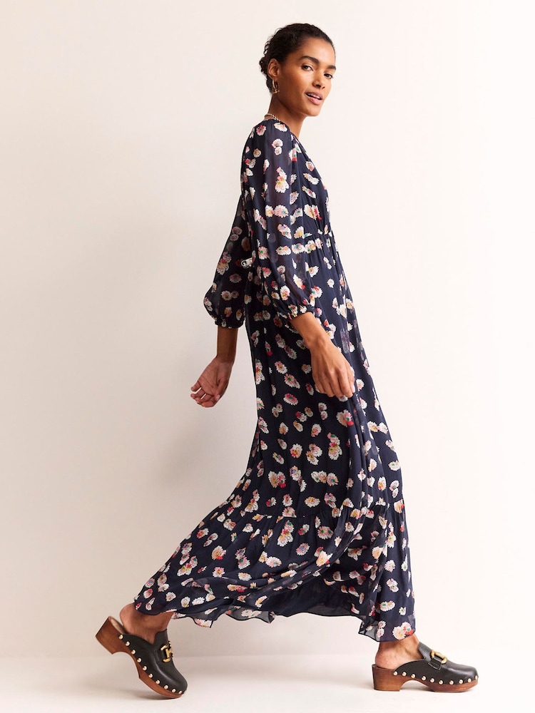 Boden Blue V-Neck Puff Maxi Dress - Image 2 of 5 Boden Blue V-Neck Puff Maxi Dress - Image 2 of 5