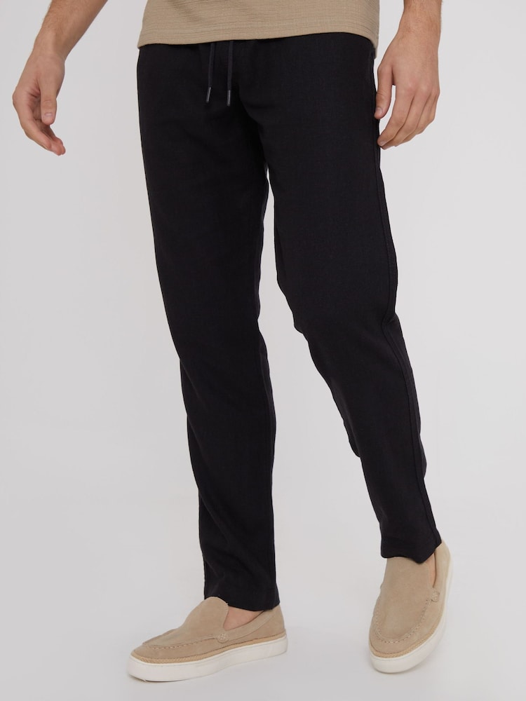 Threadbare Black Linen Blend Drawcord Trousers - Image 1 of 4