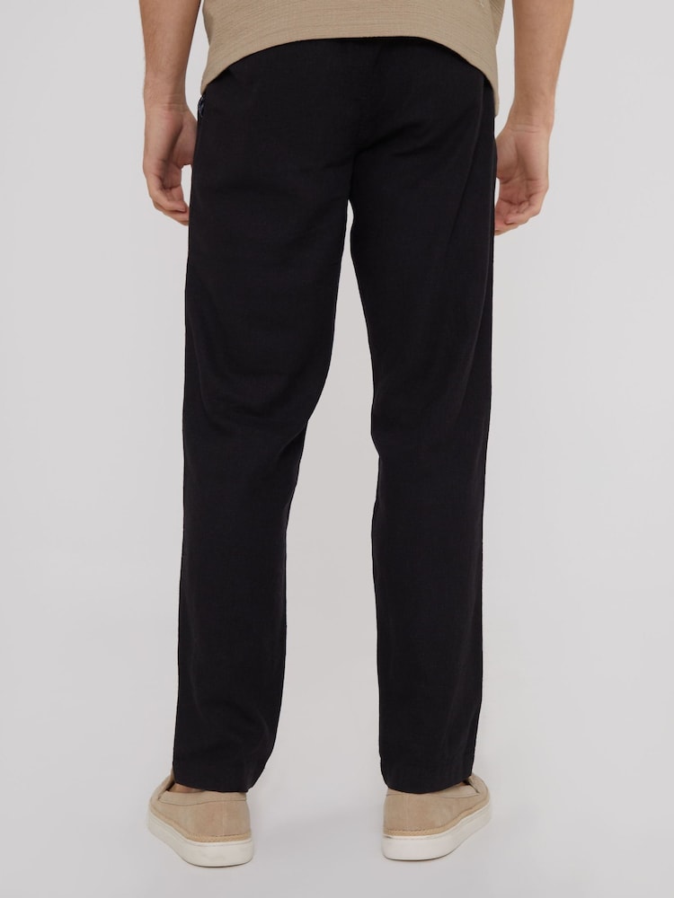 Threadbare Black Linen Blend Drawcord Trousers - Image 2 of 4