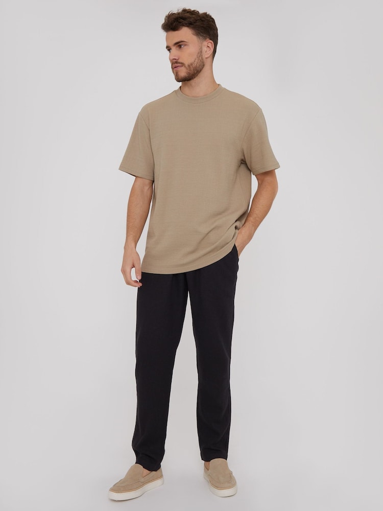 Threadbare Black Linen Blend Drawcord Trousers - Image 3 of 4