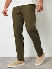 Threadbare Khaki Linen Blend Trousers - Image 1 of 4