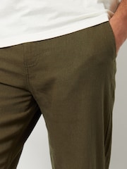 Threadbare Khaki Linen Blend Trousers - Image 4 of 4