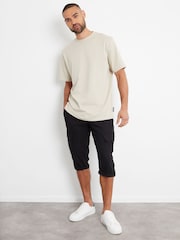 Threadbare Black Linen Blend 3/4 Length Cargo Trousers - Image 3 of 4