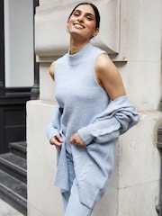 Threadbare Light Blue Ladies Rozanna Cable Detail Cardigan - Image 3 of 5