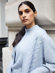 Threadbare Light Blue Ladies Rozanna Cable Detail Cardigan - Image 5 of 5
