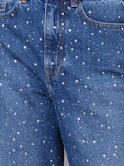 Threadbare Blue Embellished Wide Leg Denim 100% Cotton Jeans - Image 5 of 5
