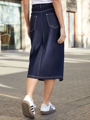 Threadbare Indigo Denim Midi Skirt - Image 2 of 5
