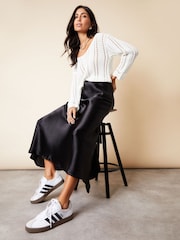 Threadbare Dark Black Maxi Satin Slip Skirt - Image 3 of 5
