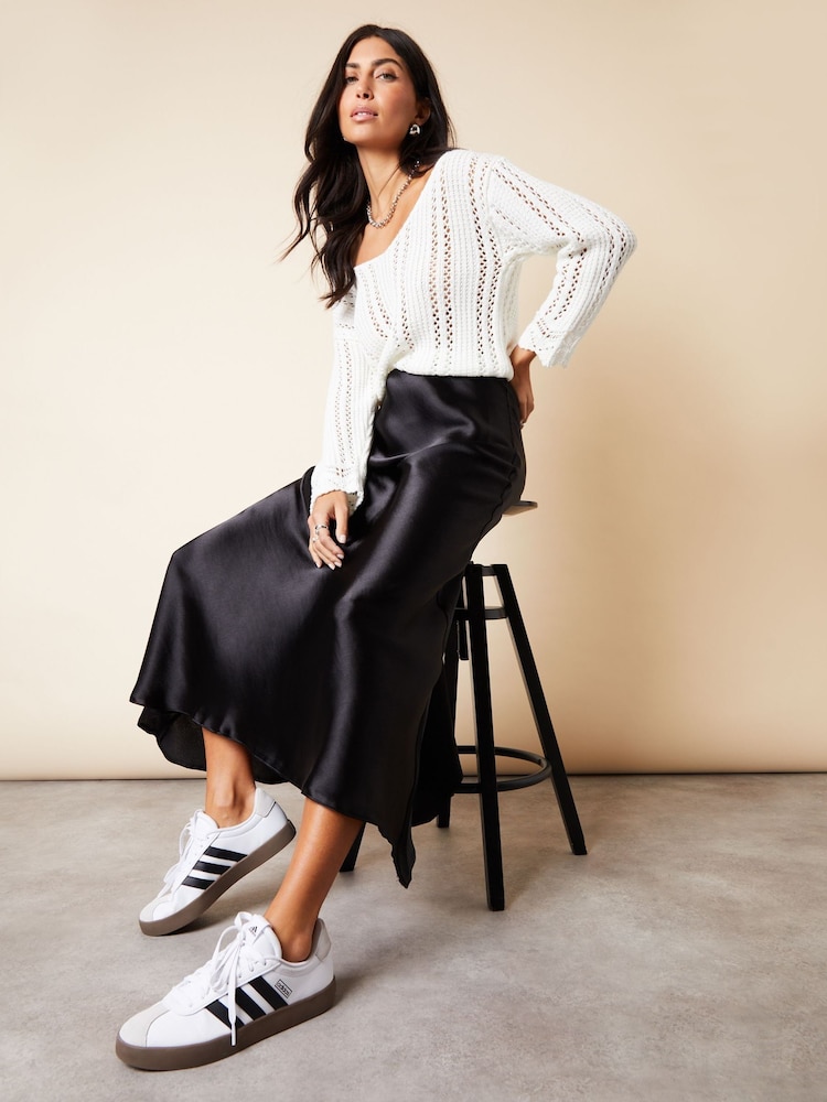 Threadbare Dark Black Maxi Satin Slip Skirt - Image 3 of 5