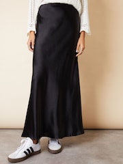 Threadbare Dark Black Maxi Satin Slip Skirt - Image 4 of 5