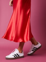 Threadbare Red Satin Midi Skirt - Image 4 of 5