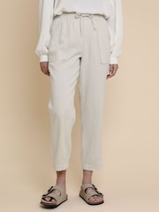 Threadbare Cream Petite Linen Blend Tapered Trousers - Image 1 of 1