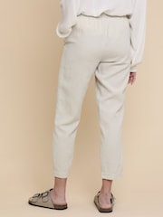Threadbare Cream Petite Linen Blend Tapered Trousers - Image 2 of 4