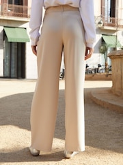 Threadbare Cream Wide Leg Pleated Trousers - Image 2 of 2
