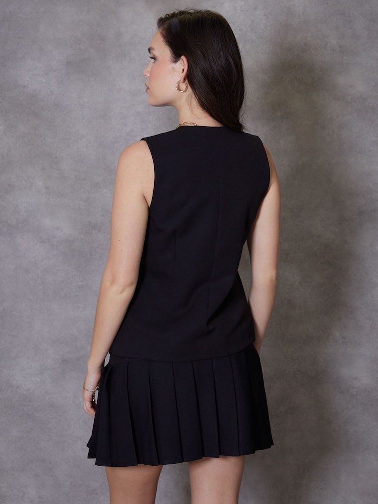Threadbare Black Longline Fitted Tailored Waistcoat - Image 2 of 5