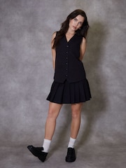 Threadbare Black Longline Fitted Tailored Waistcoat - Image 3 of 5