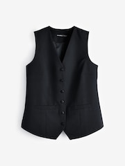Threadbare Black Longline Fitted Tailored Waistcoat - Image 5 of 5