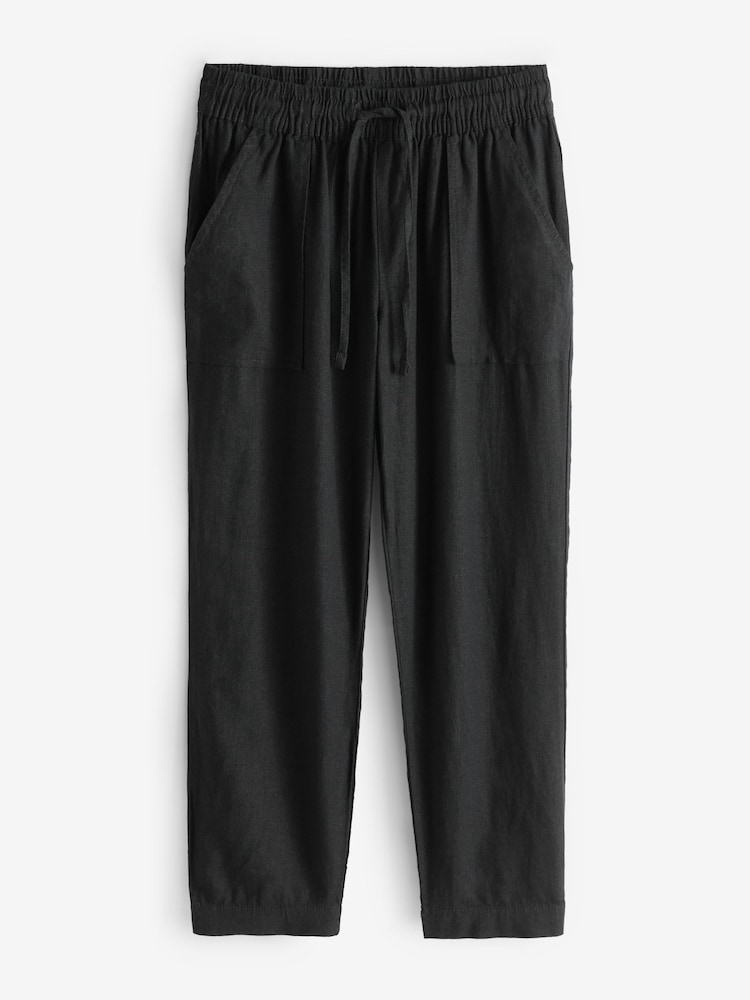 Threadbare Black Petite Linen Blend Tapered Trousers - Image 5 of 5