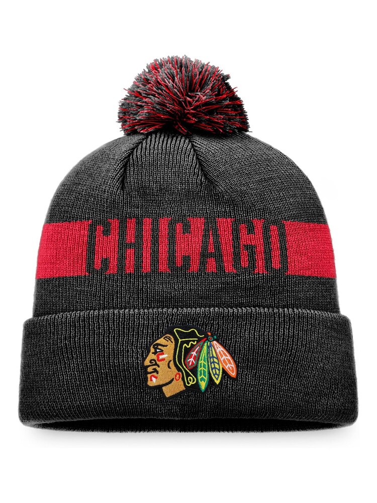 adidas Black NHL Chicago Blackhawks Fundamental Bobble Hat - Image 1 of 2
