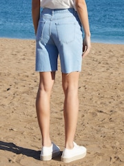 Threadbare Light Blue Wash Raw Hem Denim Bermuda Shorts - Image 3 of 4