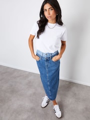 Threadbare Denim-Midirock mit doppeltem Bund - Bild 1 von 5