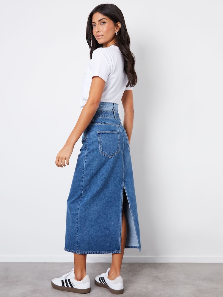 Threadbare Denim-Midirock mit doppeltem Bund - Bild 2 von 5