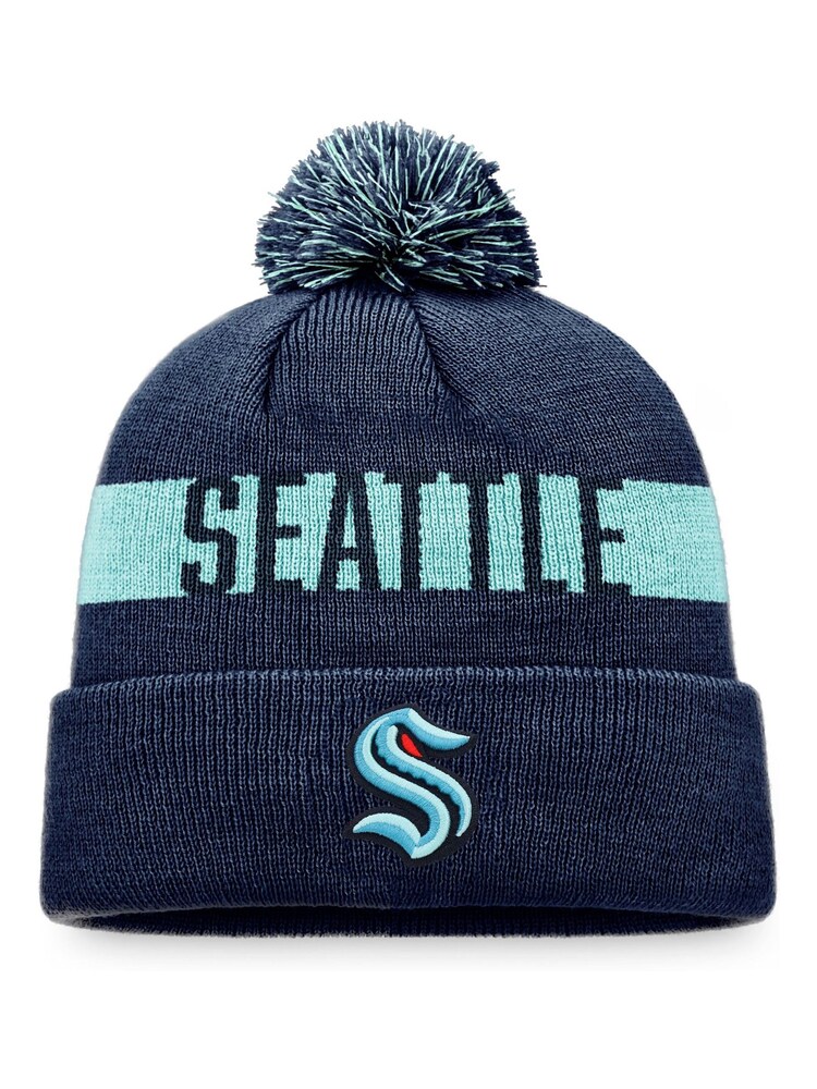 Fanatics Blue NHL Seattle Kraken Fundamental Winter Bobble Hat - Image 1 of 2