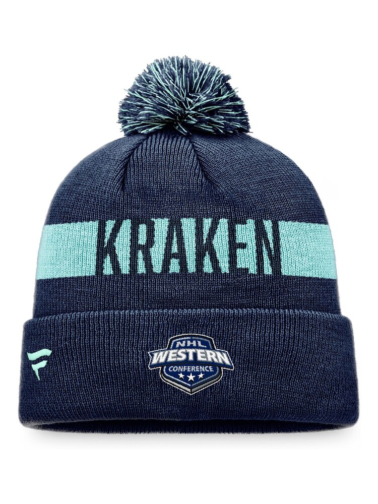 Fanatics Blue NHL Seattle Kraken Fundamental Winter Bobble Hat - Image 2 of 2