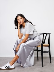 Threadbare Silver Maxi Satin Slip Skirt - Image 1 of 5