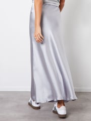 Threadbare Silver Maxi Satin Slip Skirt - Image 2 of 5