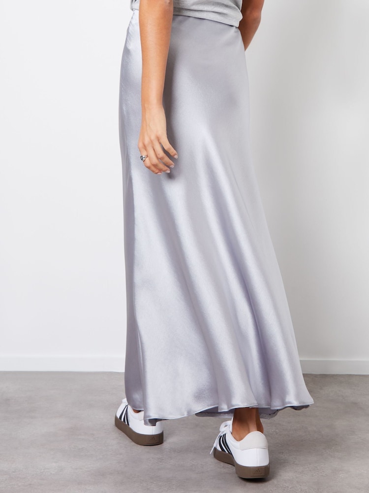 Threadbare Silver Maxi Satin Slip Skirt - Image 2 of 5