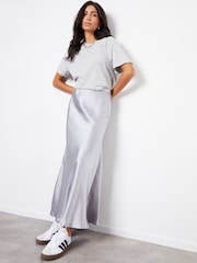 Threadbare Silver Maxi Satin Slip Skirt - Image 3 of 5